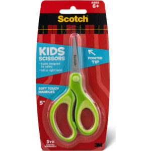 Kids 5 inch Scissors, Soft Grip Handles, Pointed, 6+