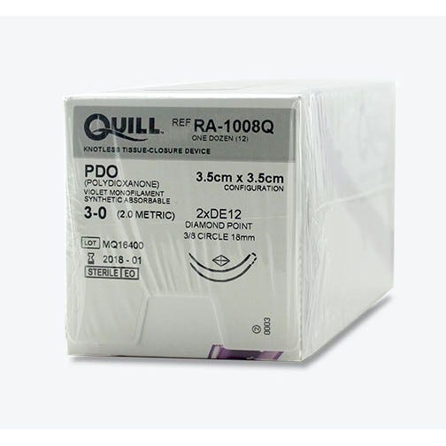 Quill™ PDO  Violet Monofilament Sutures, 3-0, 18mm 3/8 Circle, Diamond Point -12/Box