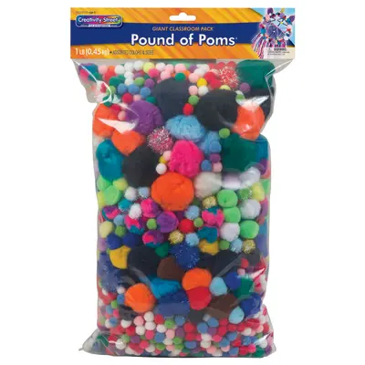 Creativity Street  Pound of Poms, Assorted Colors,  Assorted Sizes, 1 lb.