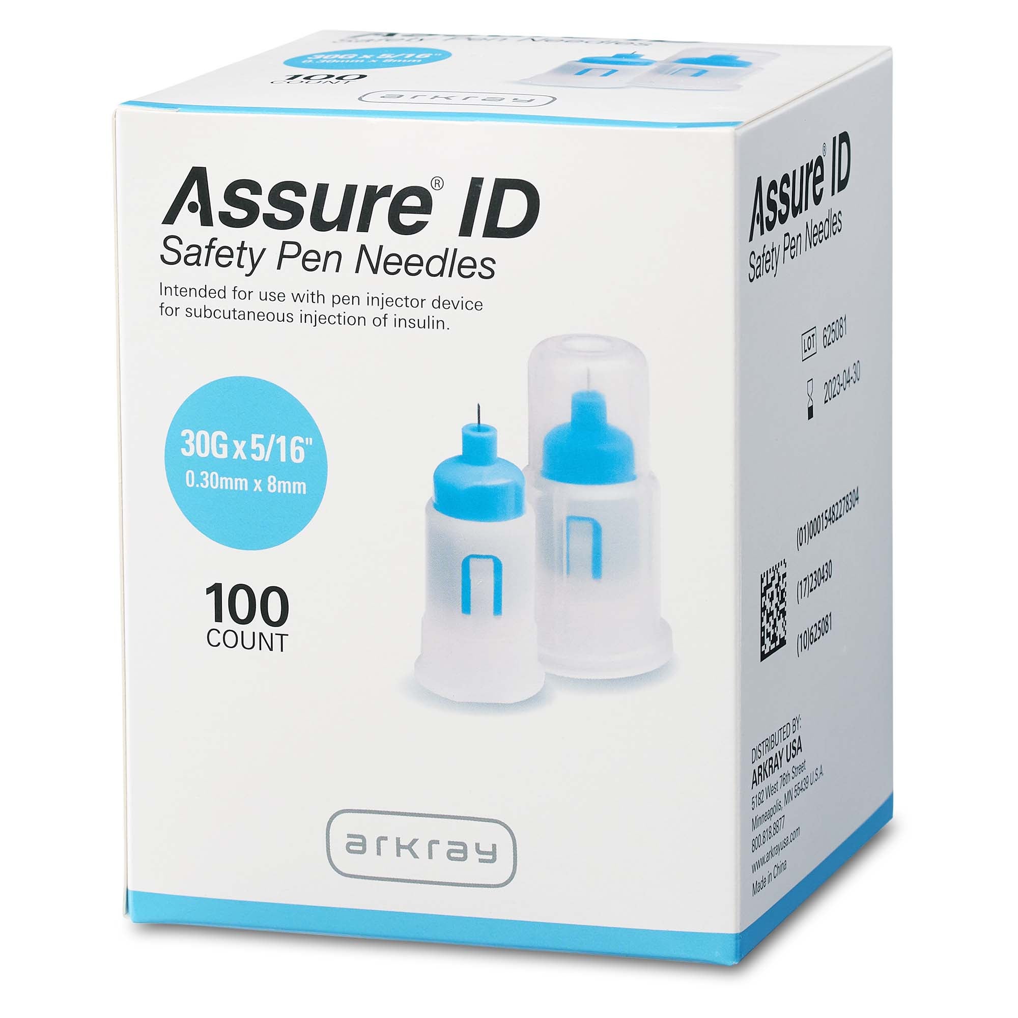Assure® ID Standard Safety Insulin Pen Needle, 30 gauge, 8 mm Length