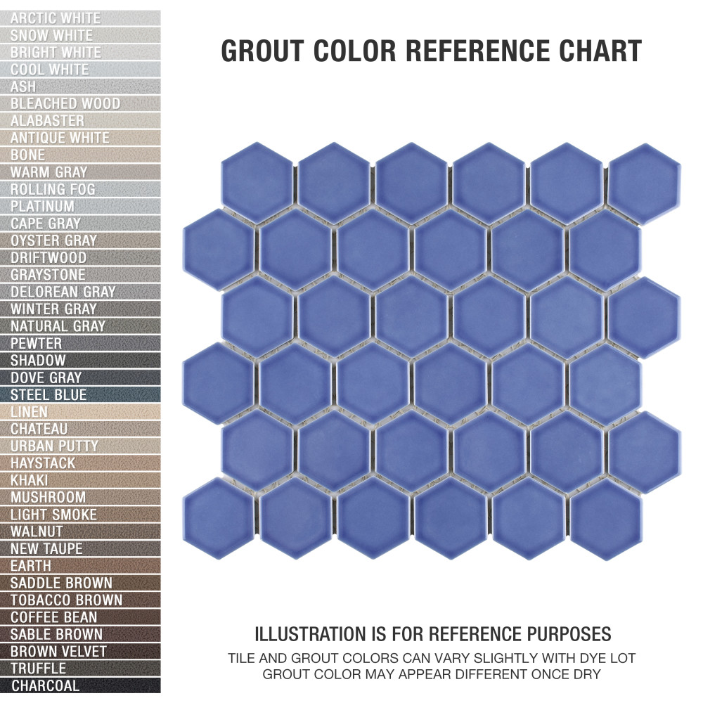 Tribeca 2″ Hex Glossy Periwinkle 11-1/8 in. x 12-5/8 in. Porcelain Mosaic Tile