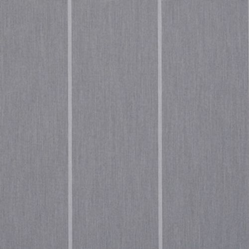 Gray vertical fabric panels (curtain-like) with three narrow lighter stripes; hanging straight and closed, forming a flat, softly lit interior surface.