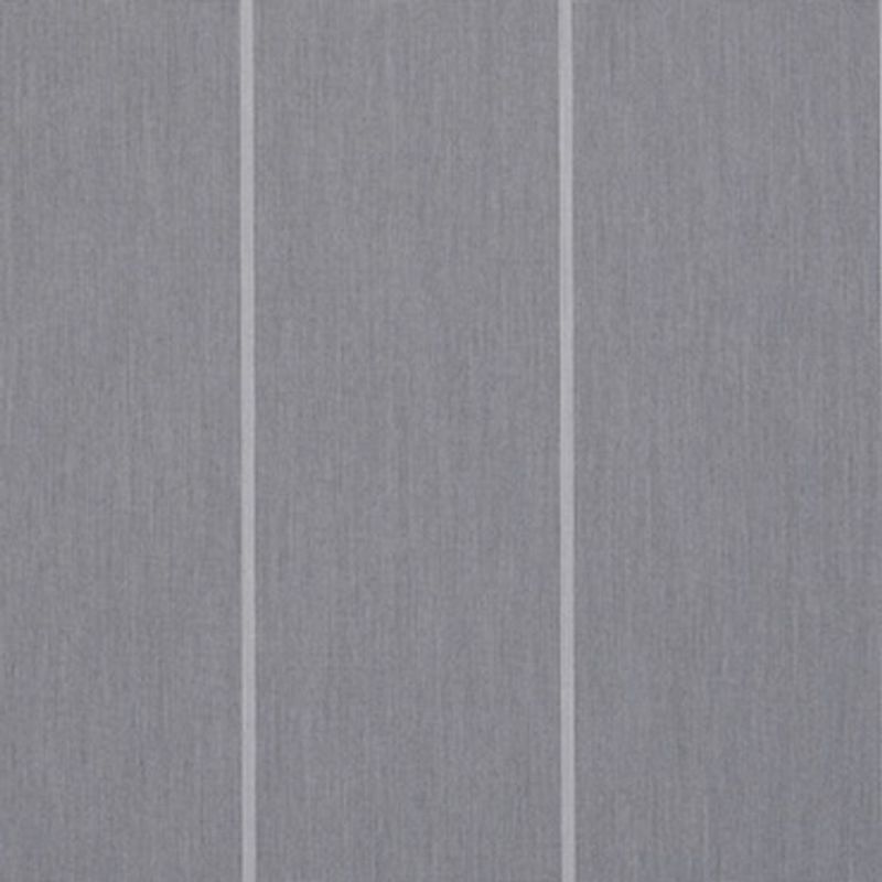 Gray vertical fabric panels (curtain-like) with three narrow lighter stripes; hanging straight and closed, forming a flat, softly lit interior surface.