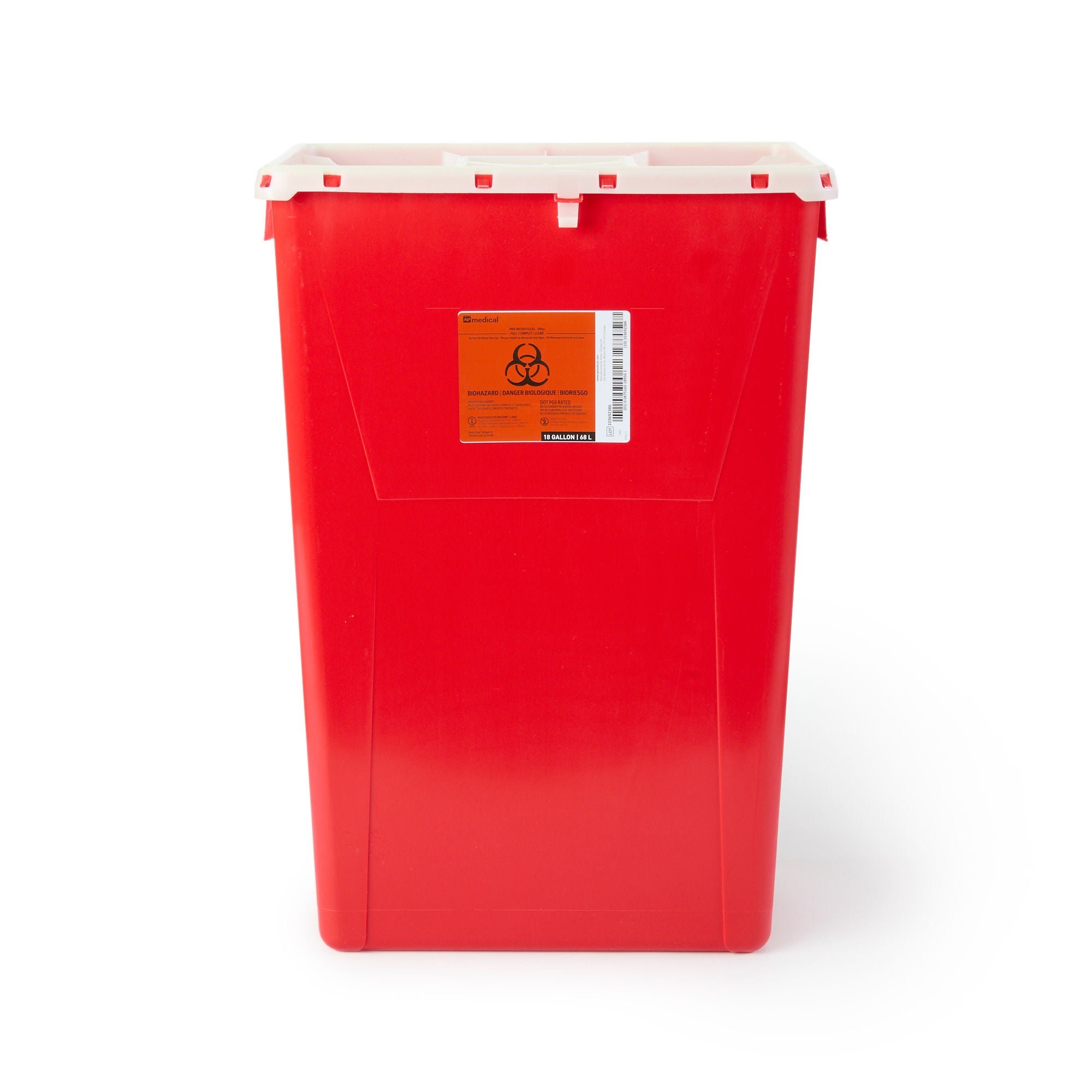 AP Medical Sharps Container, 18 Gallon, 17.3 x 13 x 24.8 Inch