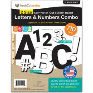 Bulletin Board Letters & Numbers, Black & White, 1.5in & 3in, 710 Pieces