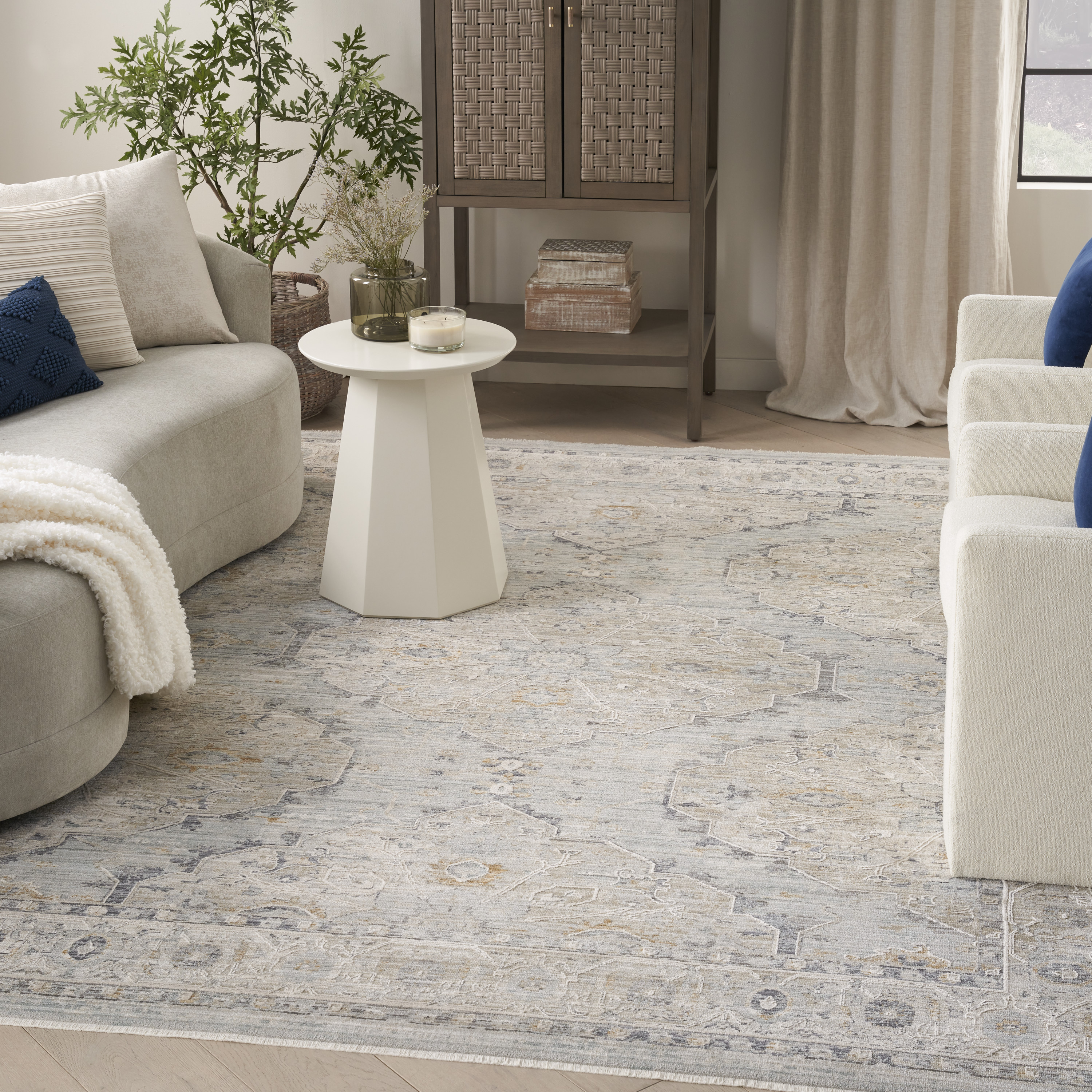 Nourison Lynx 12' x 15'9" Light Blue Vintage Indoor Rug