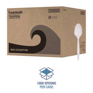 Boardwalk, Mediumweight Polypropylene Cutlery, Spoon, 5.31", Plastic, White