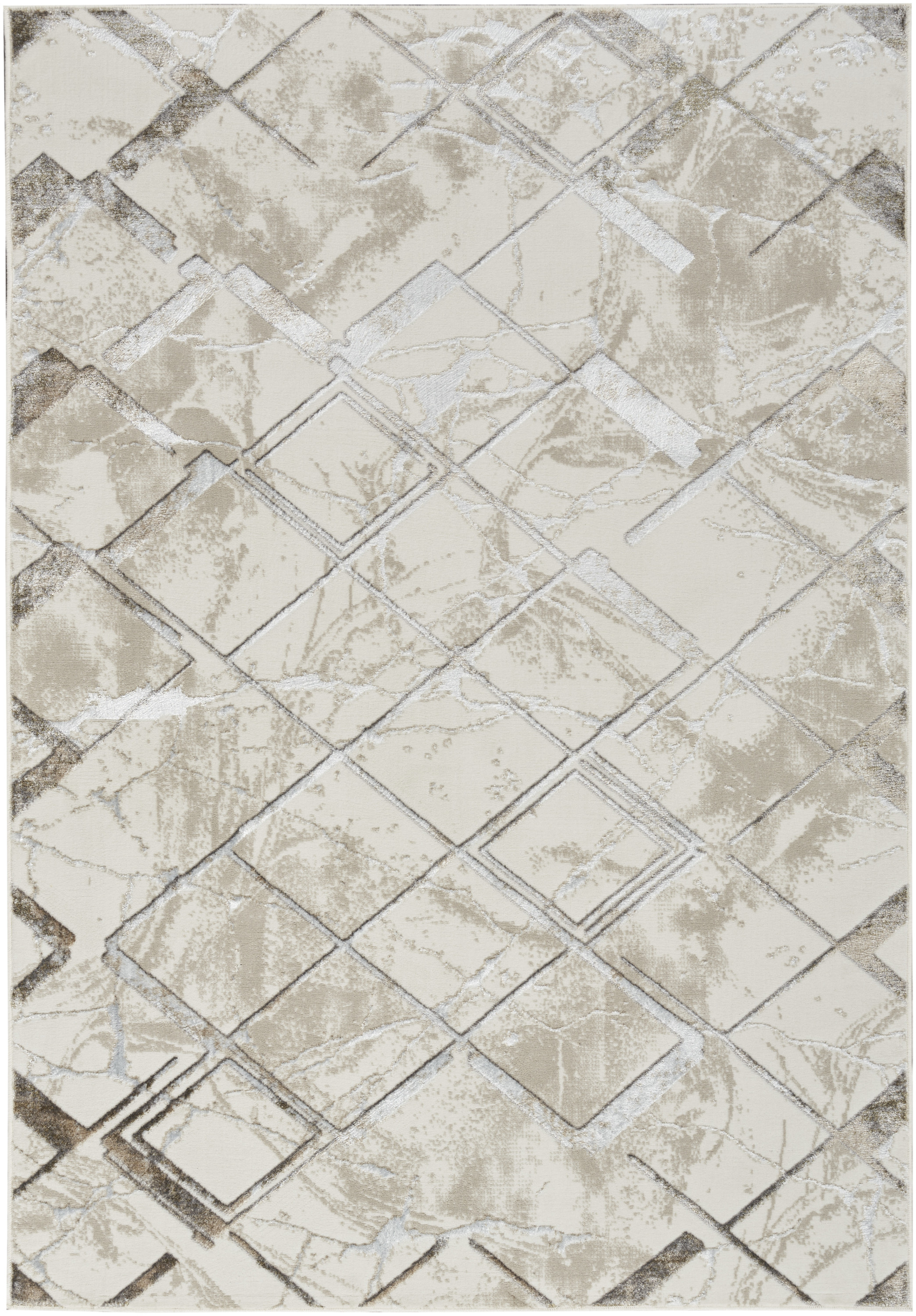 Nourison Glitz 5'3" x 7'3" Ivory Grey Modern Indoor Rug