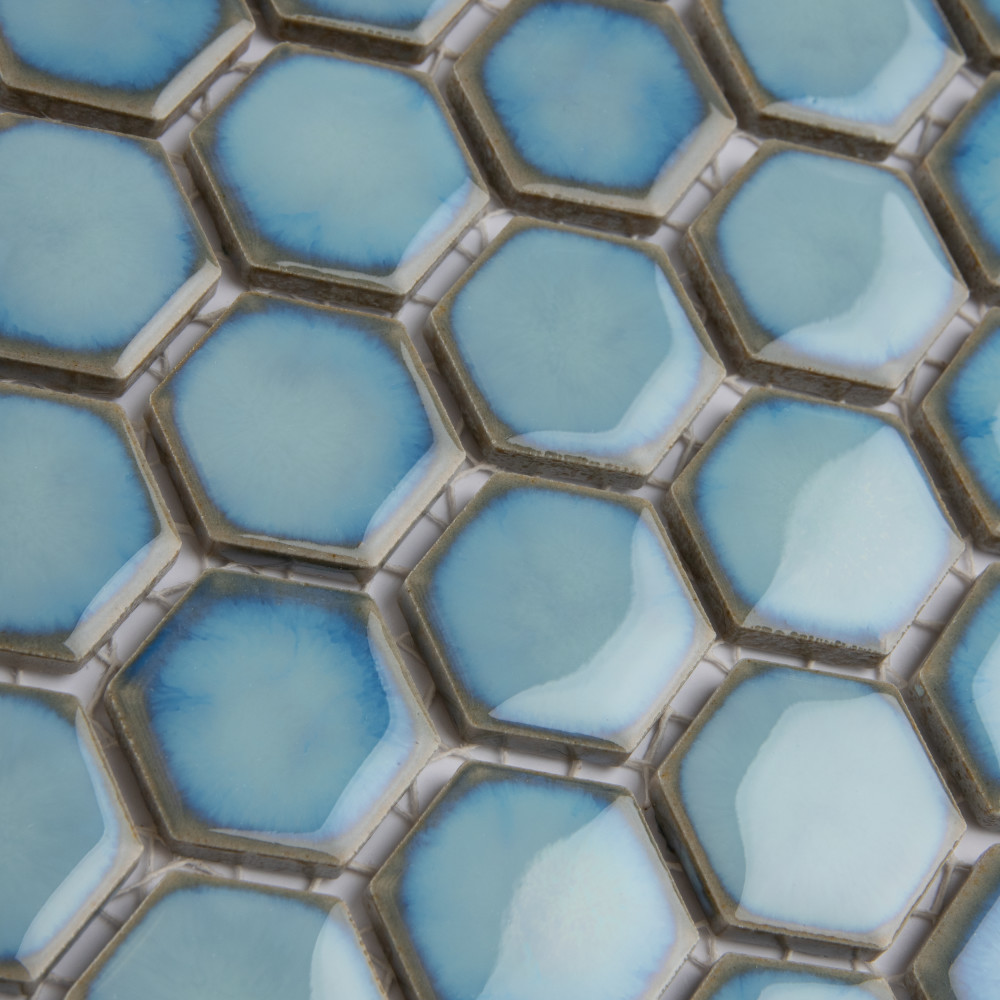 Sample – Hudson 1″ Hex Marine Porcelain Mosaic Tile