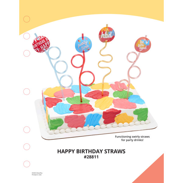 Happy Birthday Straws The Magic of Cakes® Icing Only Page