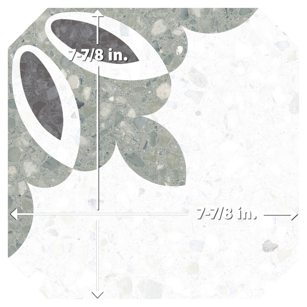 Riviera Octagon Antibes Verde 7-7/8 in. x 7-7/8 in. Porcelain Floor and Wall Tile