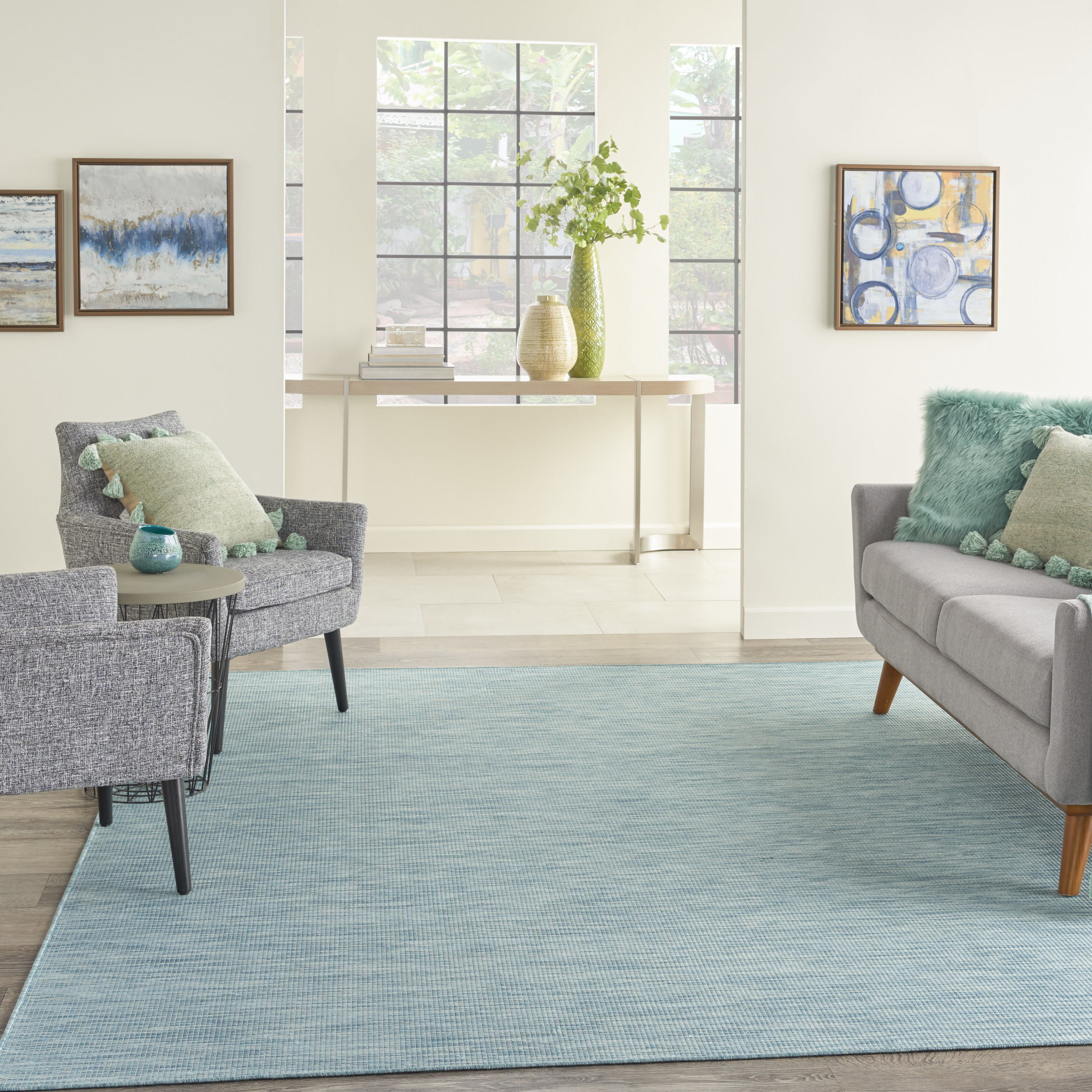 Nourison Positano 7' x 10' Aqua Modern Rug