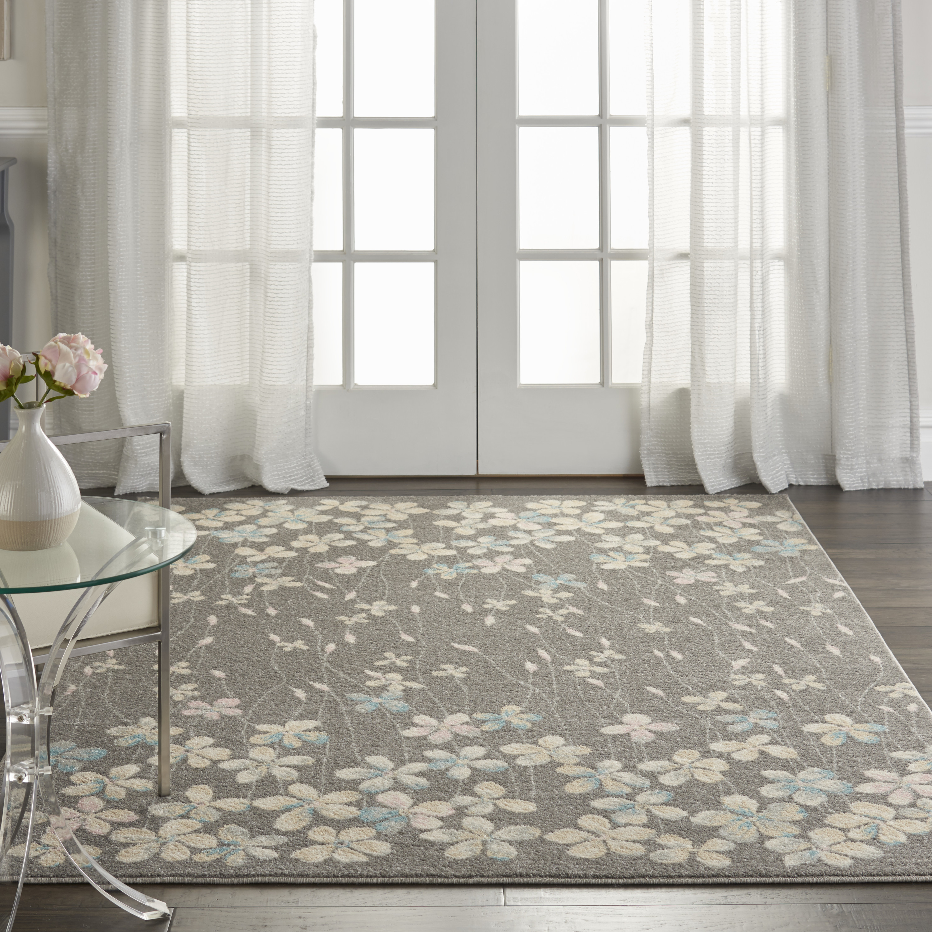 Nourison Tranquil 4' x 6' Grey Beige Contemporary Indoor Rug