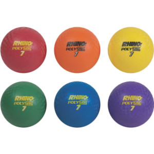 Rhino&reg; Poly 7" Playground Ball Set, Assorted Colors, Set of 6