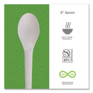 Eco-Products,Inc., Plantware Compostable Cutlery, Spoon, 6", Pearl White