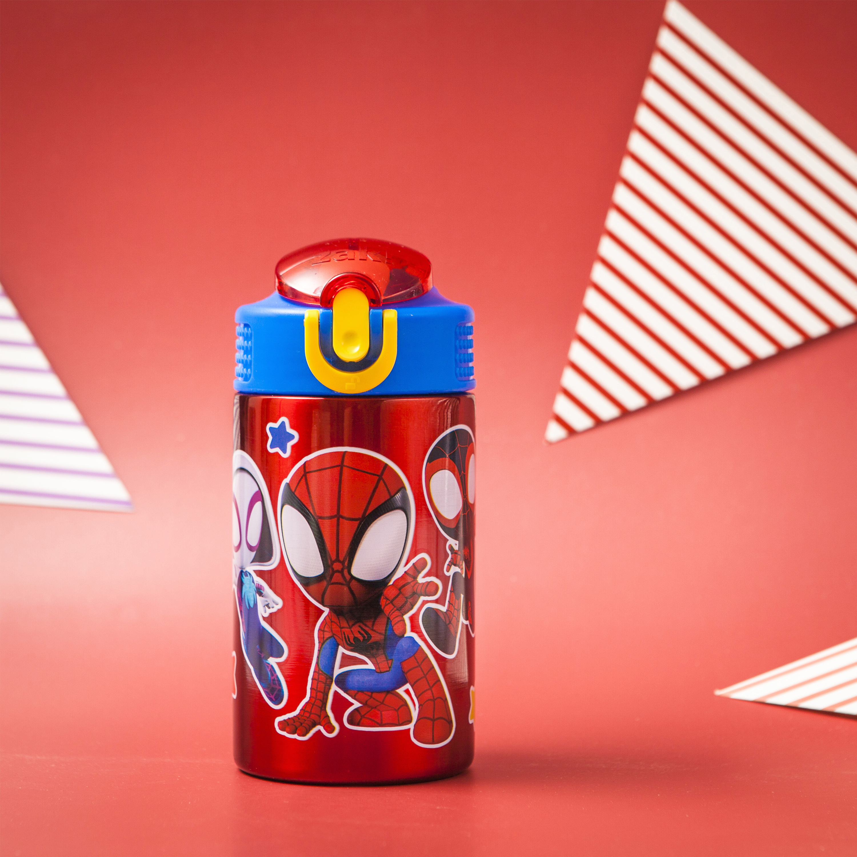 Spider-Man and His Amazing Friends 15.5 ounce Stainless Steel Water Bottle with Carrying Loop and Screw-on Lid, Spider-Friends slideshow image 5