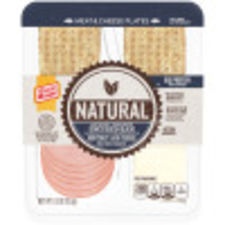 Oscar Mayer Natural Meat & Cheese Plate Uncured Hickory Smoked Ham, Jack Cheese Whole Wheat Crackers, 3.3 oz Tray