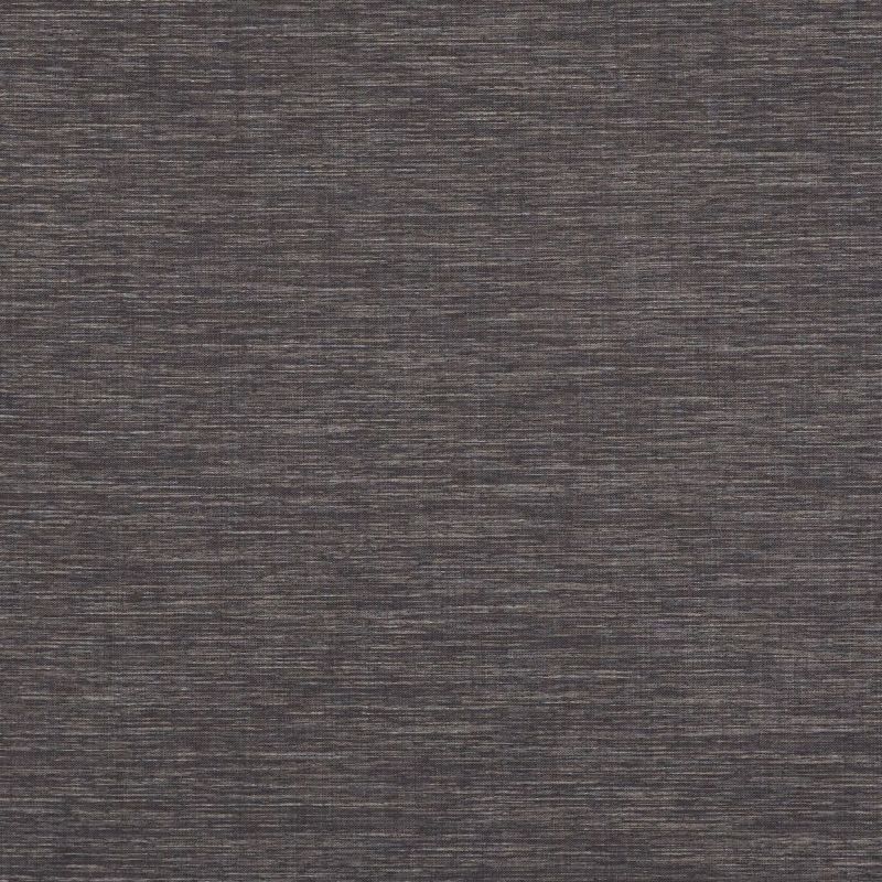 Flat, taut dark-gray woven fabric panel (roller blind/curtain) covering a window; closed and blocking light; indoor close-up showing subtle horizontal weave texture.