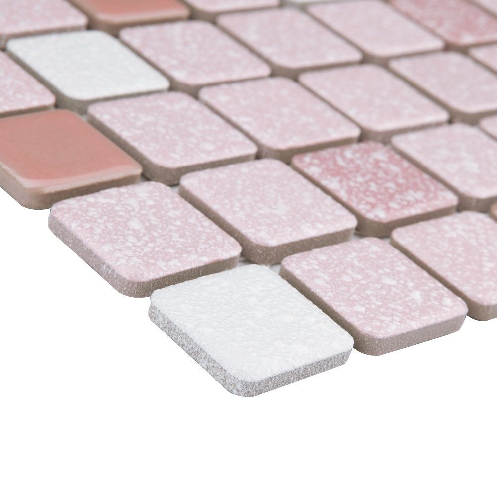 Crystalline Square Pink 12 in. x 12 in. Porcelain Mosaic Tile