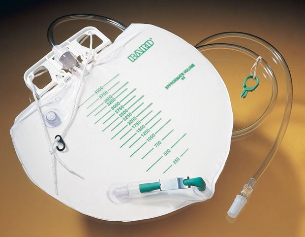Bard® Urinary Drain Bag with Anti-Reflux, 2 Hook, 4000 mL