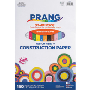 Smart Stack™ Construction Paper, Medium Weight, 11 Assorted Colors, 12" x 18", 150 Sheets