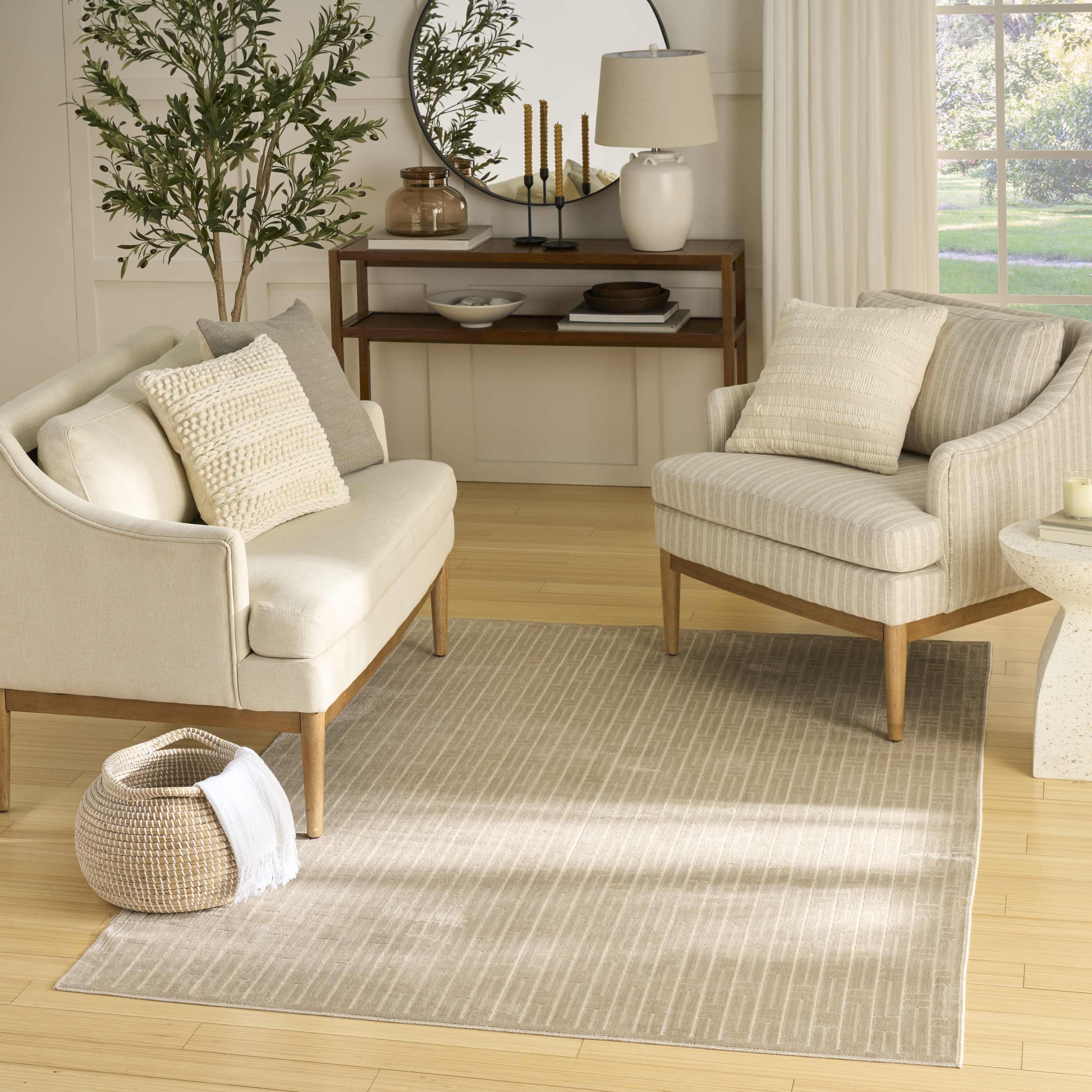 Nourison Washable Charm 6' x 9' Beige Ivory Modern Indoor Rug