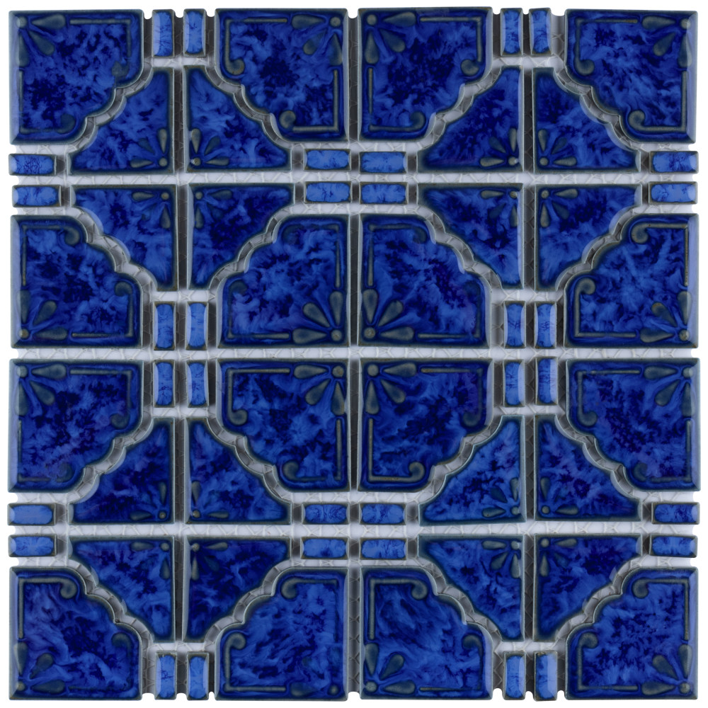 Sample – Hudson Moonbeam Blue Cloud Porcelain Mosaic Tile