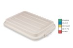 7-inch deep Traex® Color-Mate blue food storage drain box set with recessed lid