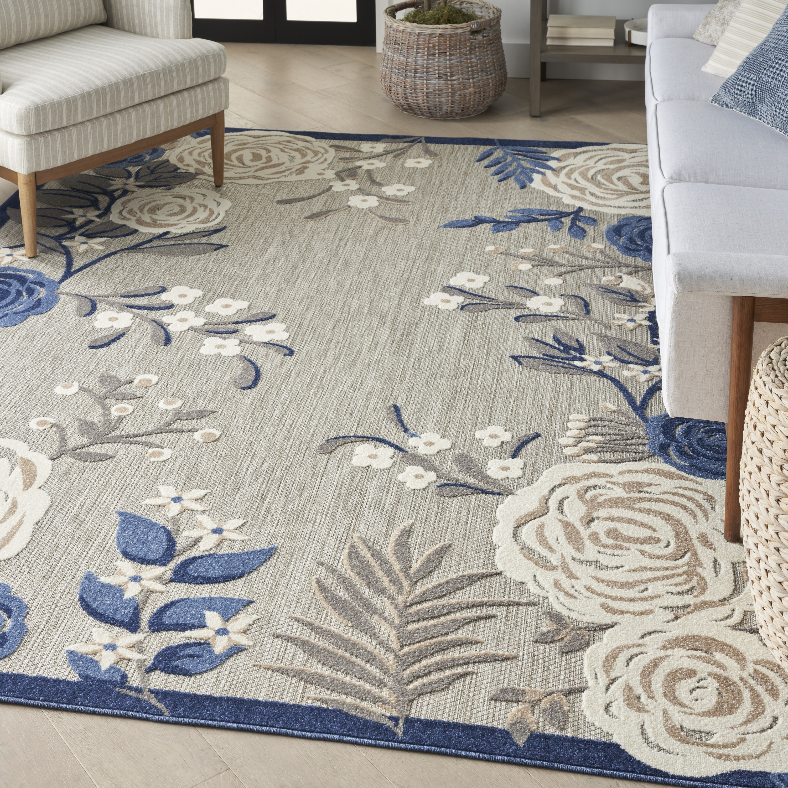Nourison Aloha 7' x 10' Blue Grey Contemporary Rug