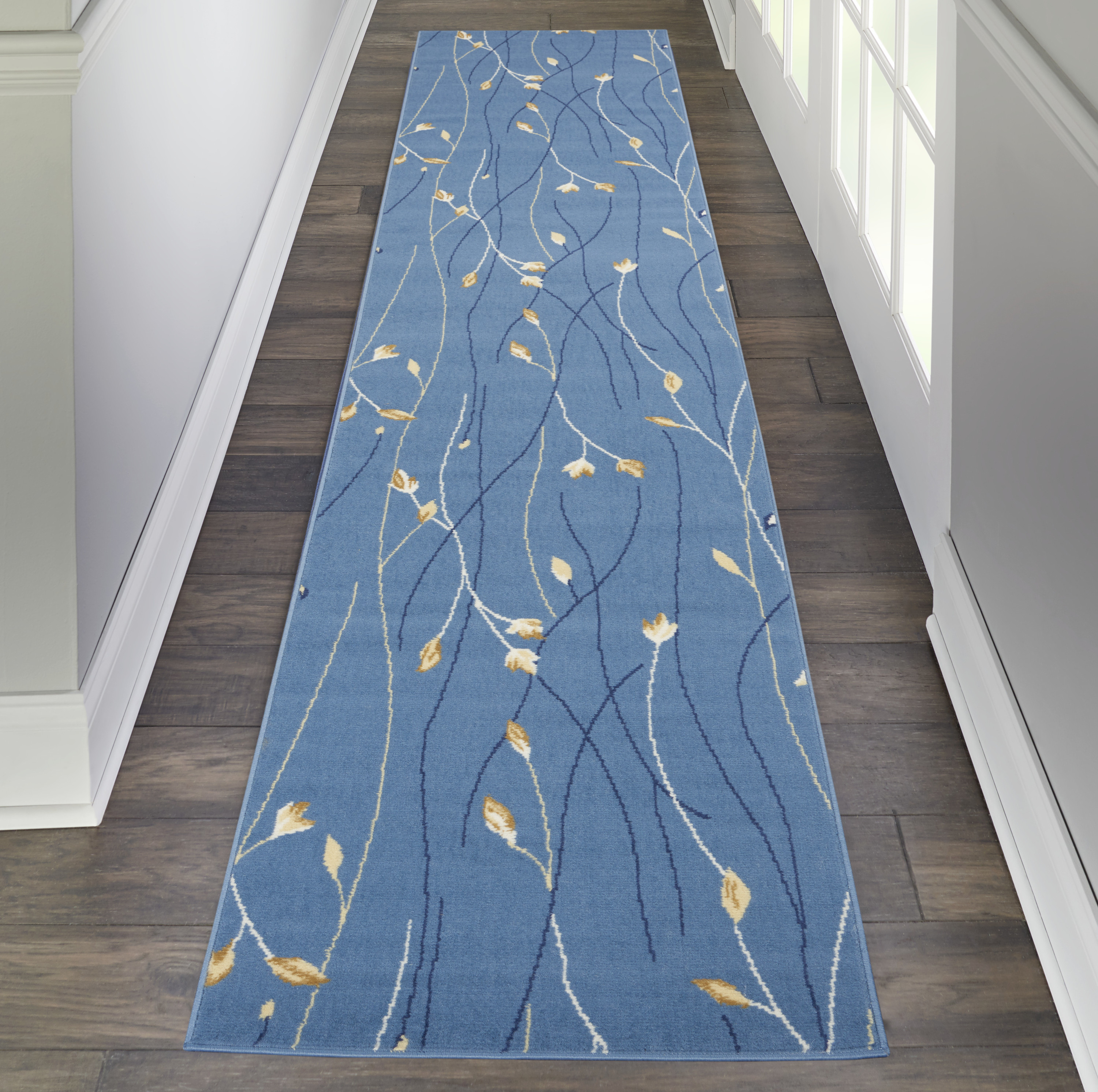 Nourison Grafix 2'3" x 10' Light Blue Contemporary Indoor Rug