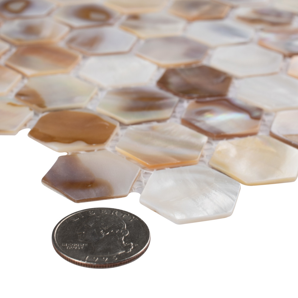 Sample – Conchella Hex Natural Natural Shell Mosaic Tile