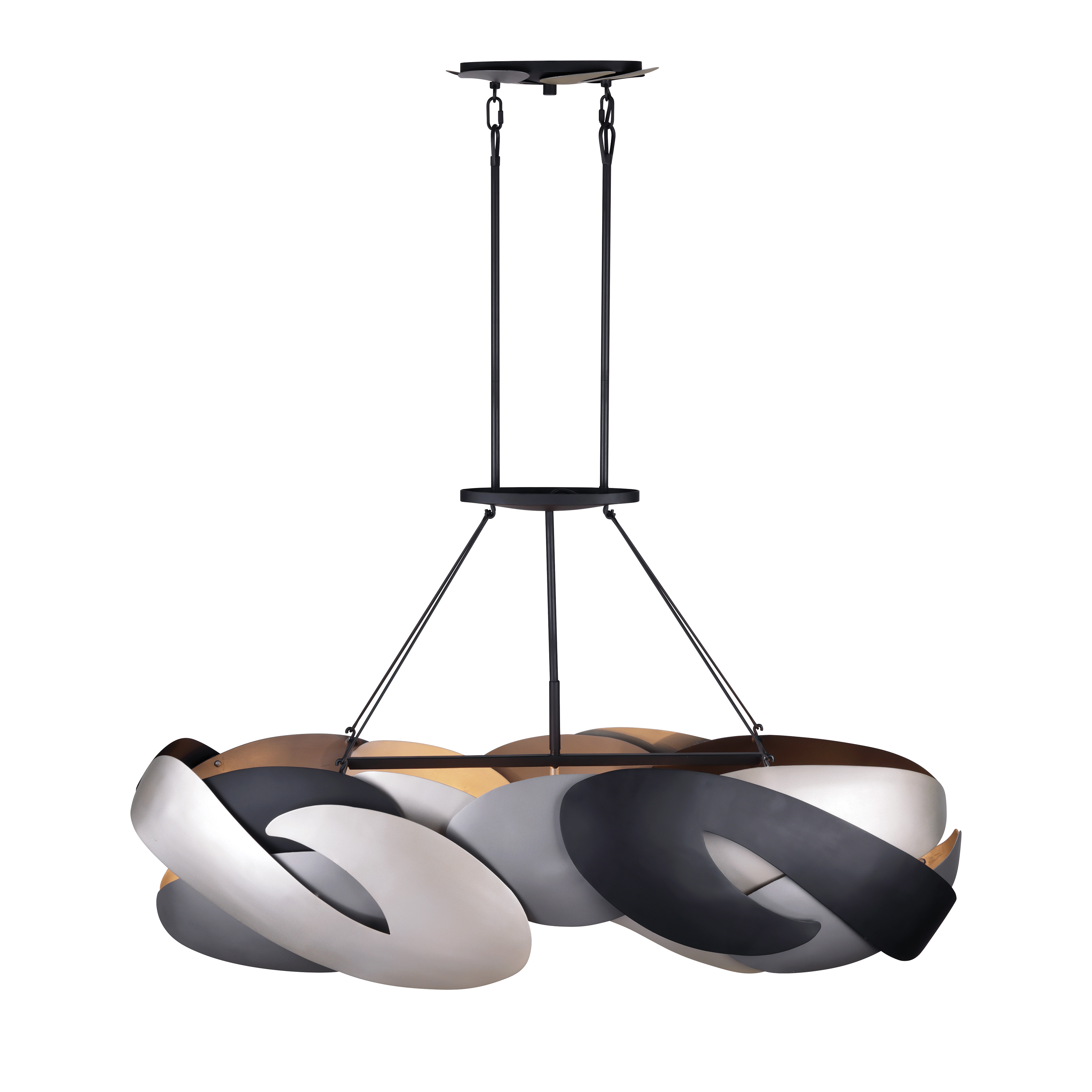 The Metalo Misto brings industrial-modern sophistication to kitchen islands and dining spaces. Six candelabra lights housed in mixed metal finishes create dramatic visual interest while providing ample illumination. - alternate view