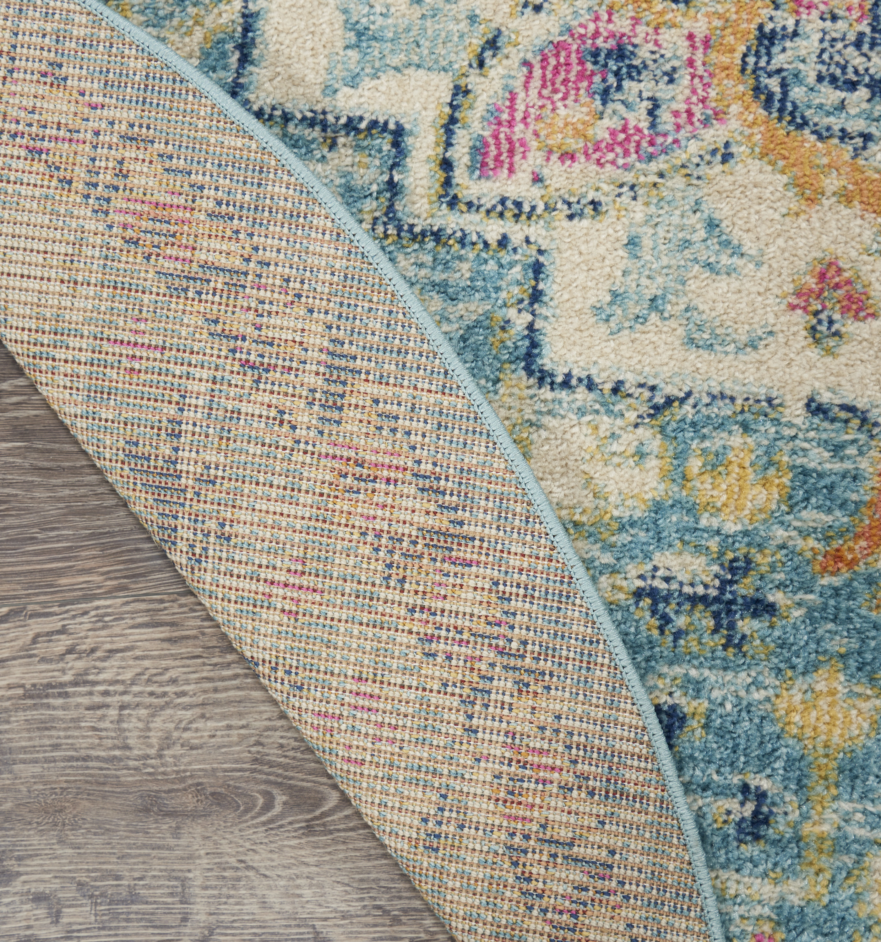 Nourison Passion 8' x Round Ivory Light Blue Bohemian Indoor Rug