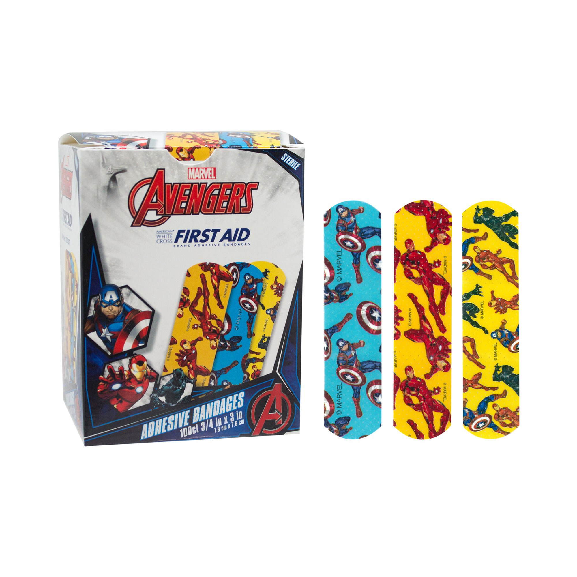 American® White Cross Stat Strip® Kid Design (Avengers) Adhesive Strips