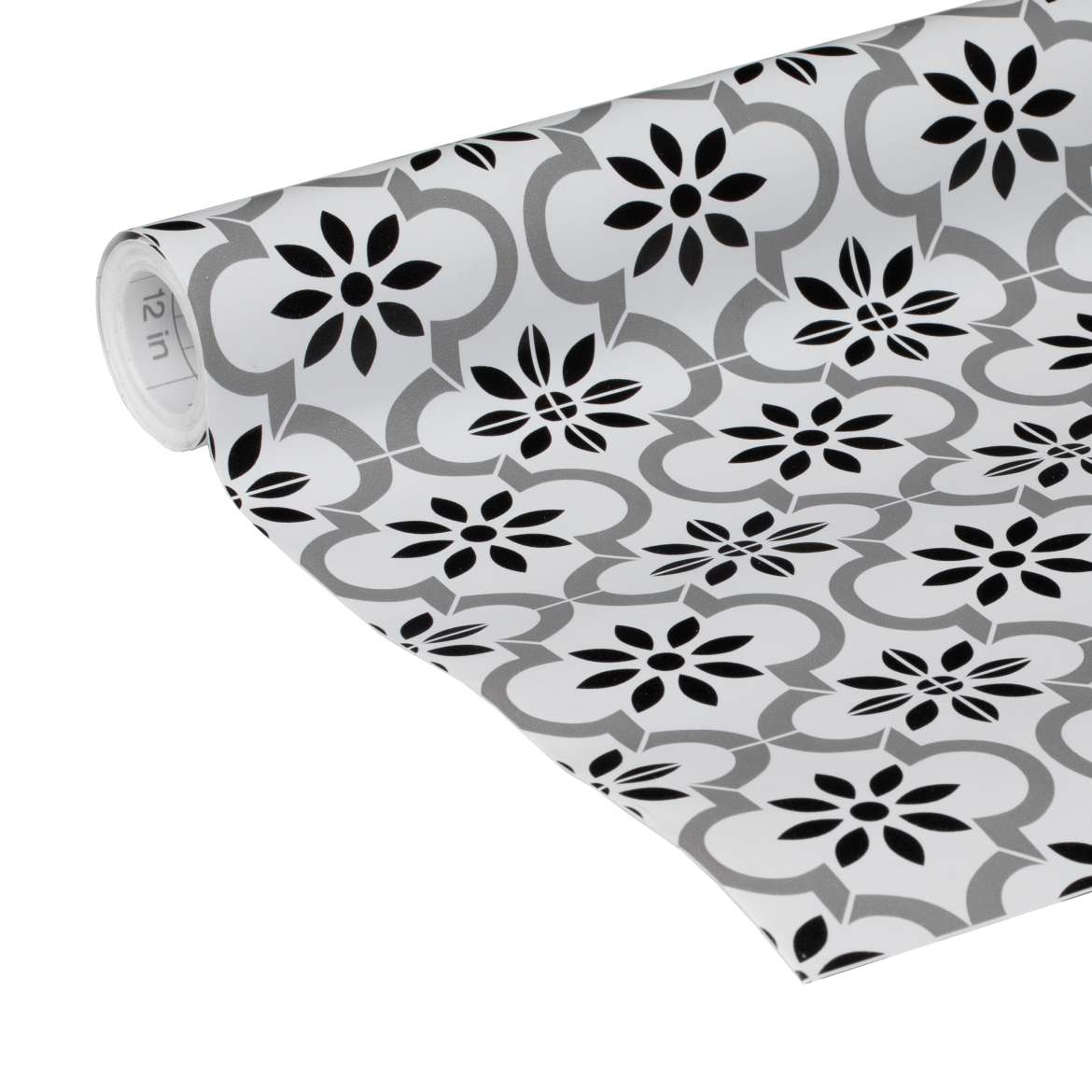 Black & White Tile Adhesive Shelf Liner 20" x 15' Duck Brand