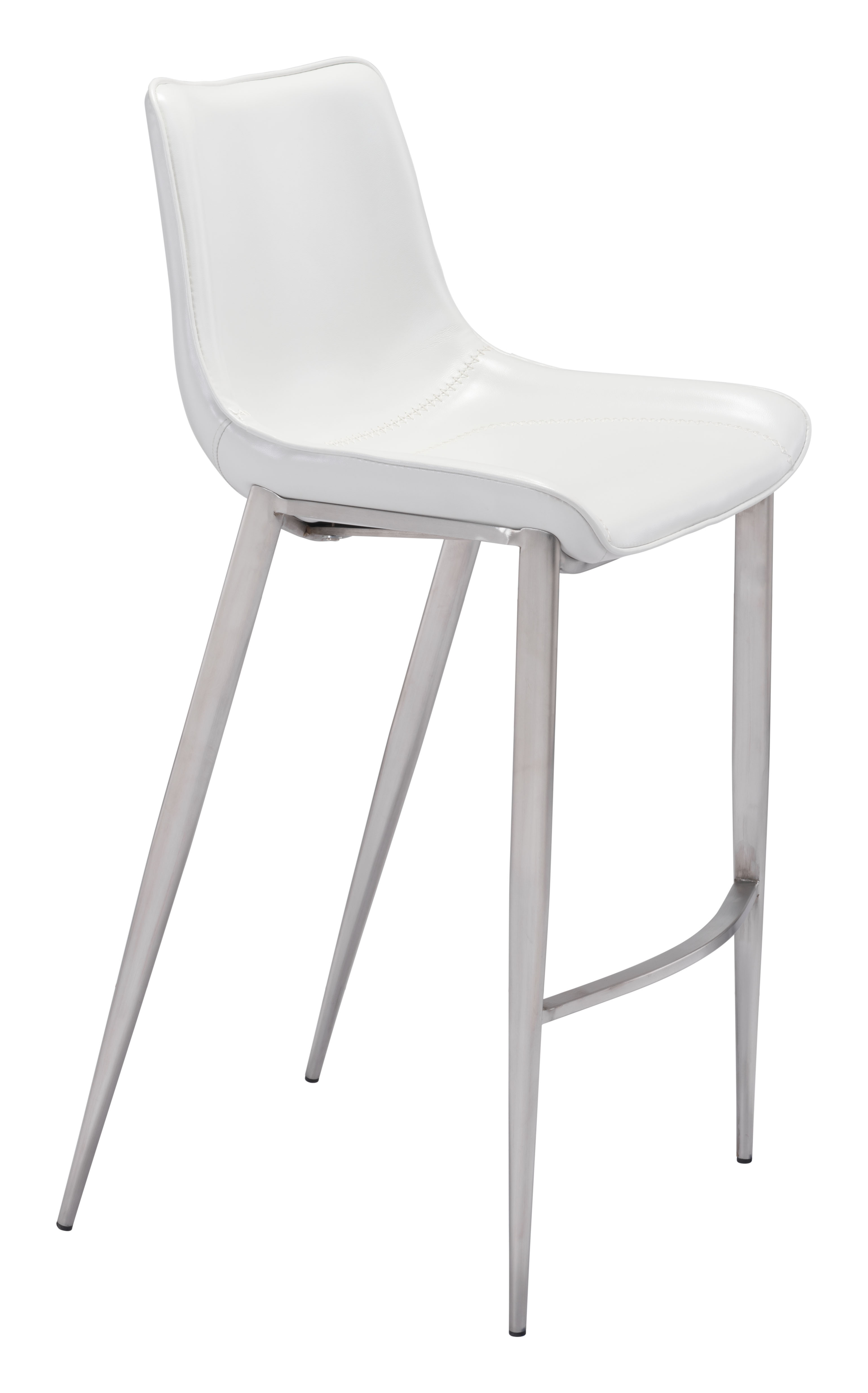 Magnus Barstool (Set of 2) White & Silver product image