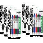 Zebra Pen Z-Grip&reg; Ballpoint Retractable Pen, 1.0mm, Assorted, 5 Per Pack, 6 Packs ZEB22205-6