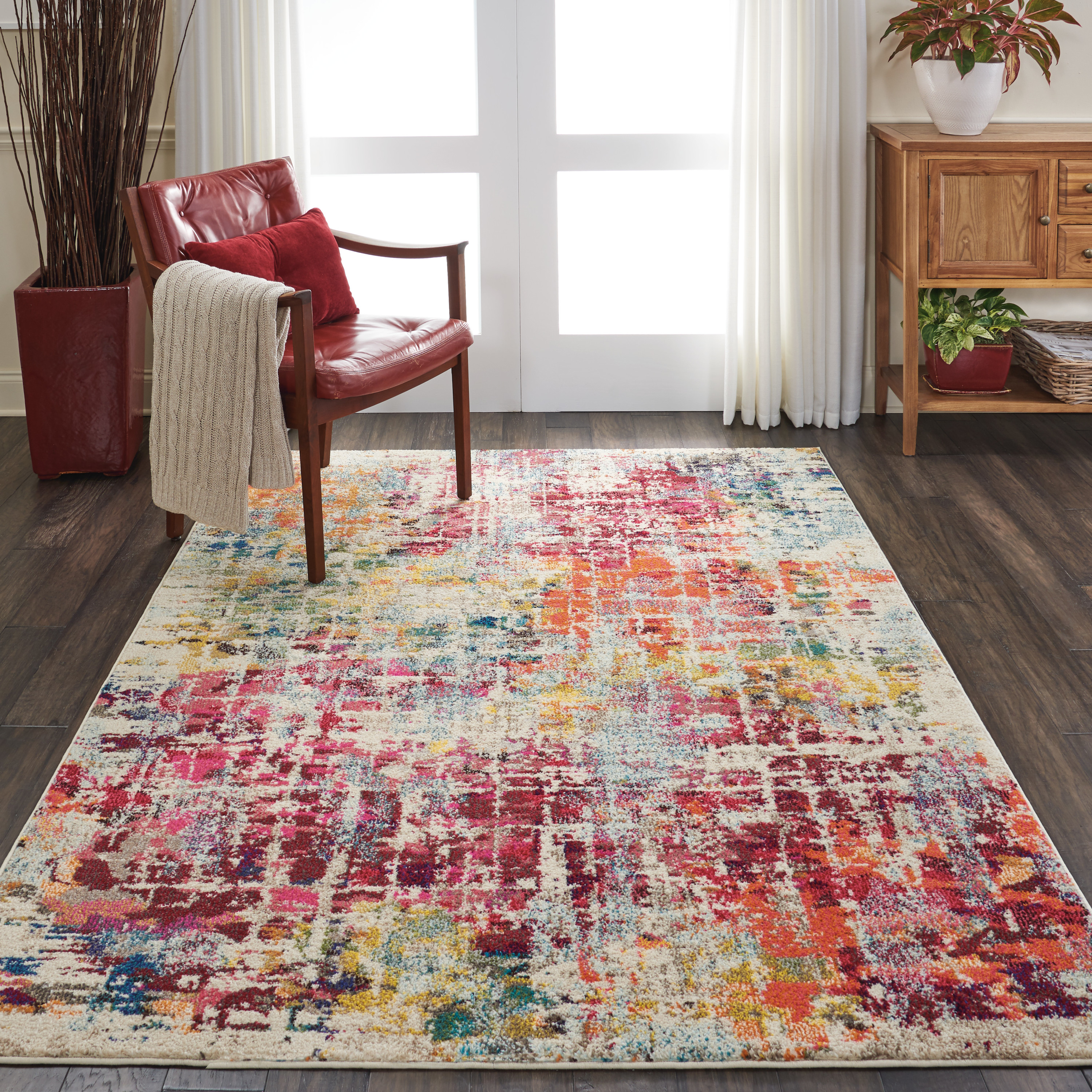 Nourison Celestial 5'3" x 7'3" Pink Multicolor Modern Indoor Rug