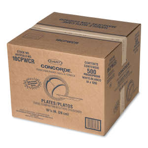 Dart, Concorde Foam Plate, 3-Compartment, 10.25" dia, White