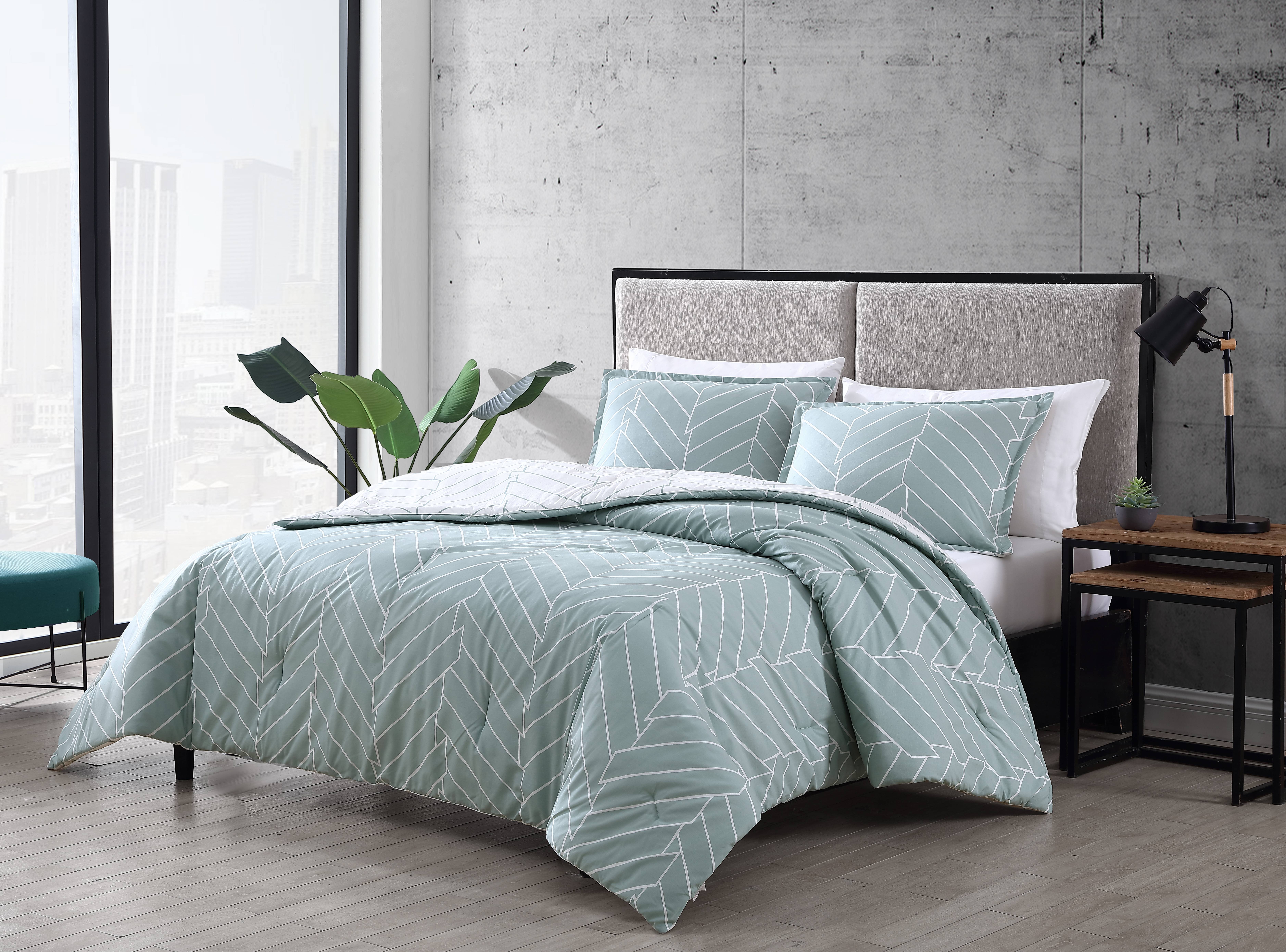 City Scene Ceres Cotton Green 3 Piece Comforter Set-Full/Queen - Picture 8 of 21