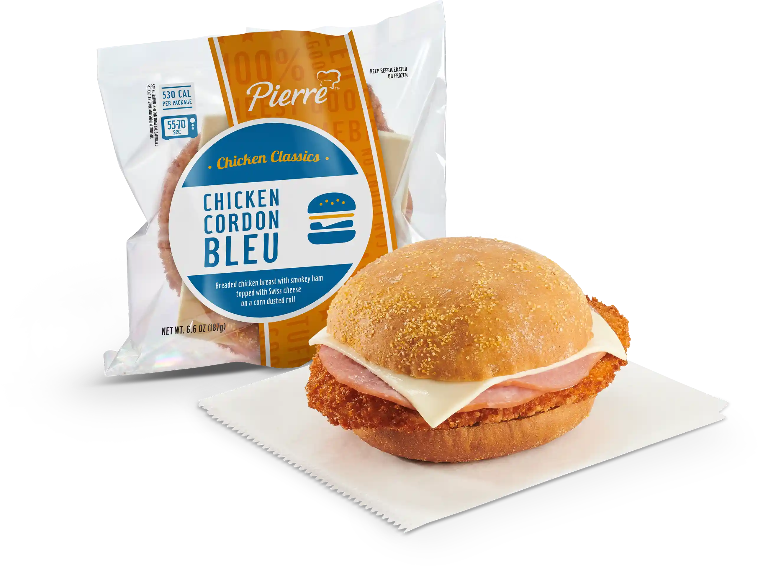 Pierre® Chicken Cordon Bleu, Ham and Cheese Sandwich_image_01