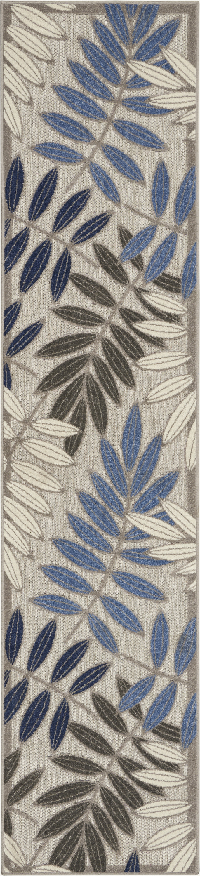 Nourison Aloha 2' x 6' Grey Blue Tropical Rug