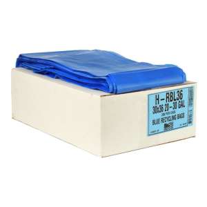 Aluf,  Repro Blend Recycling Liner, 30 gal Capacity, 30 in Wide, 36 in High, 1.2 Mils Thick, Blue