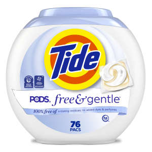 PG09488, Procter & Gamble,  Tide PODS, Free and Gentle, Unscented,  76/Container