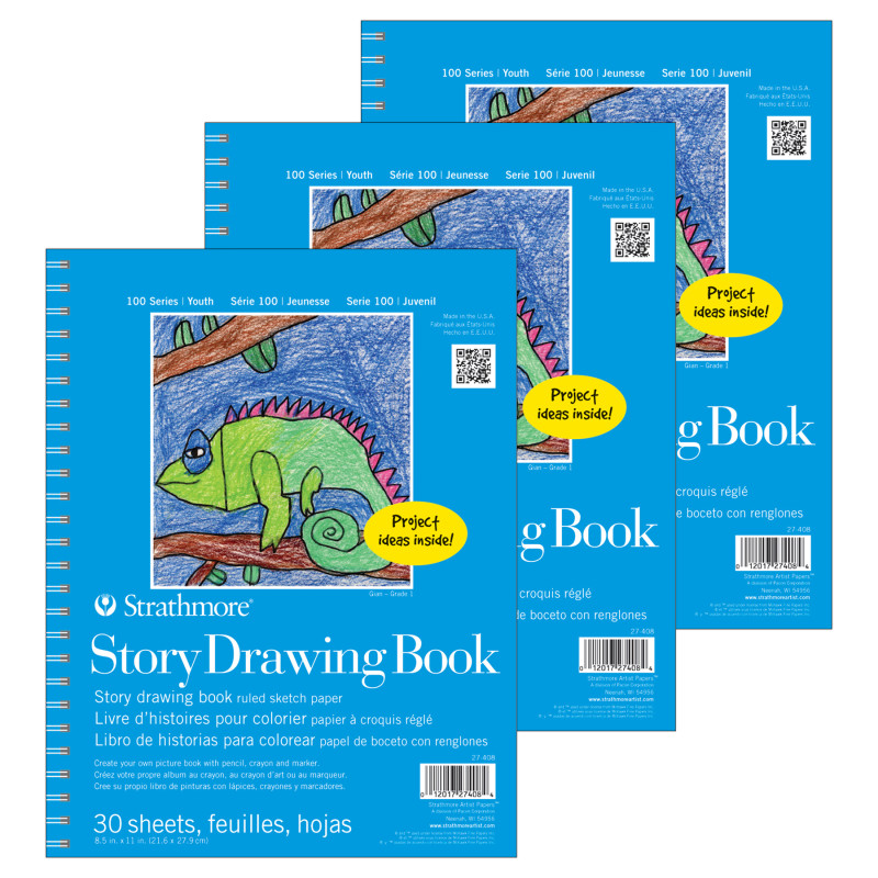 100 Series Story Drawing Pad, 30 Sheet, 8.5x11 inch, Pack of 3