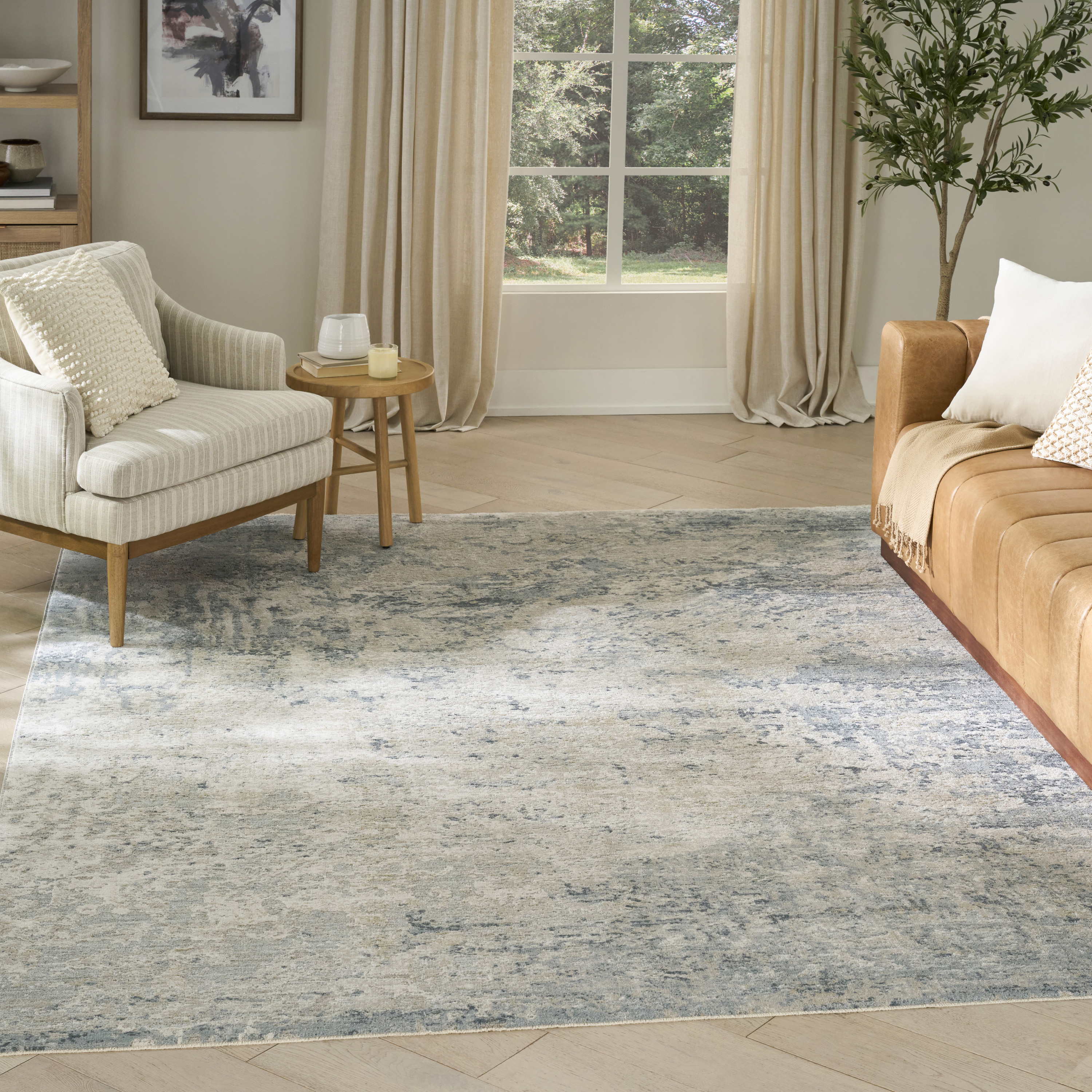 Nourison Envy 5'3" x 7'10" Blue Silver Modern Indoor Rug