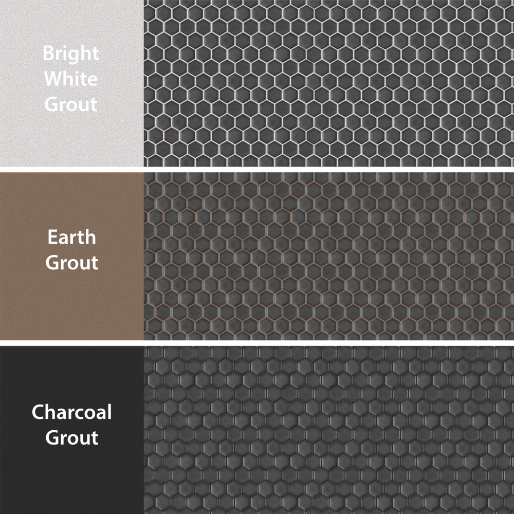 Sample – Colmena Hex Gunmetal Porcelain Mosaic Tile
