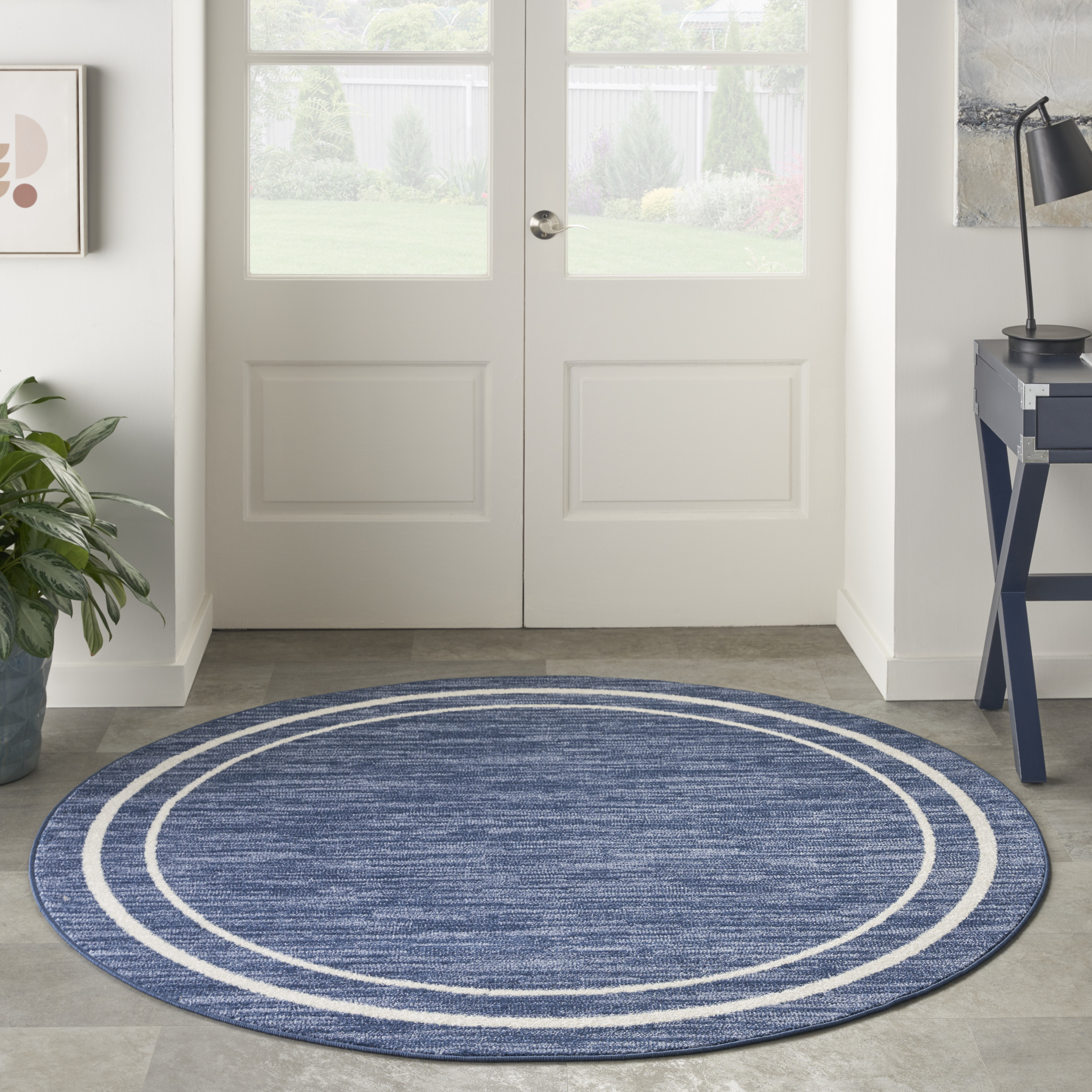 Nourison Nourison Essentials 6' x Round Navy Ivory Contemporary Rug