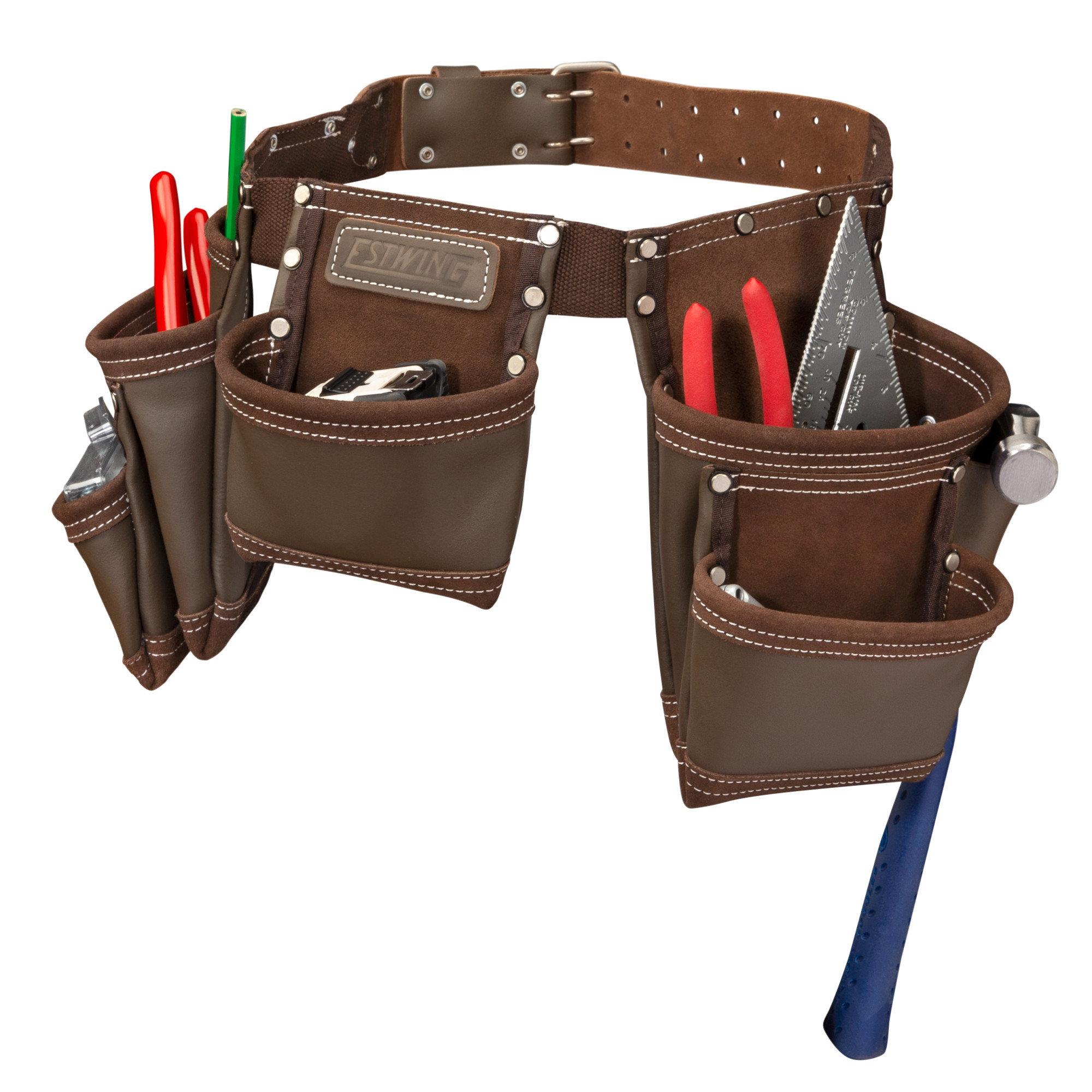 Estwing 7 Pocket Leather Tool Belt Pouch Apron Set 94744 