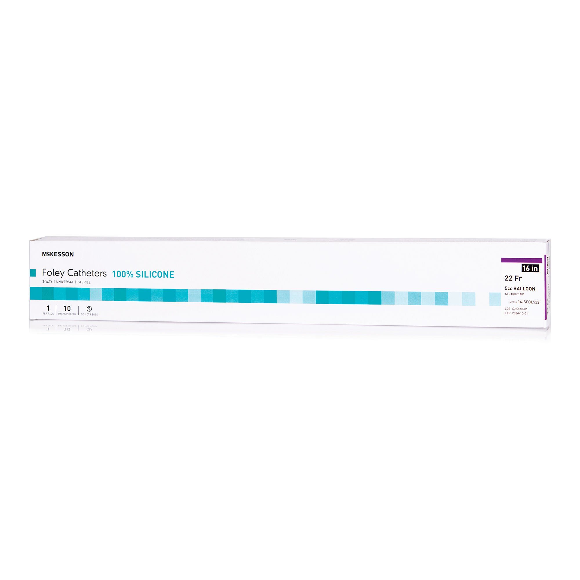 McKesson Silicone Foley Catheter, Standard Tip, 22 Fr., 5cc